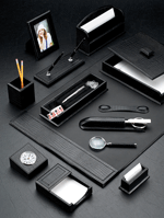 Black Croco Leather Desk Set